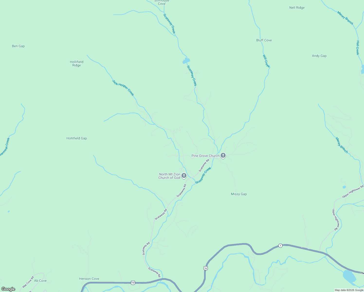 map of restaurants, bars, coffee shops, grocery stores, and more near 202 Jack Creek Road in Hiawassee