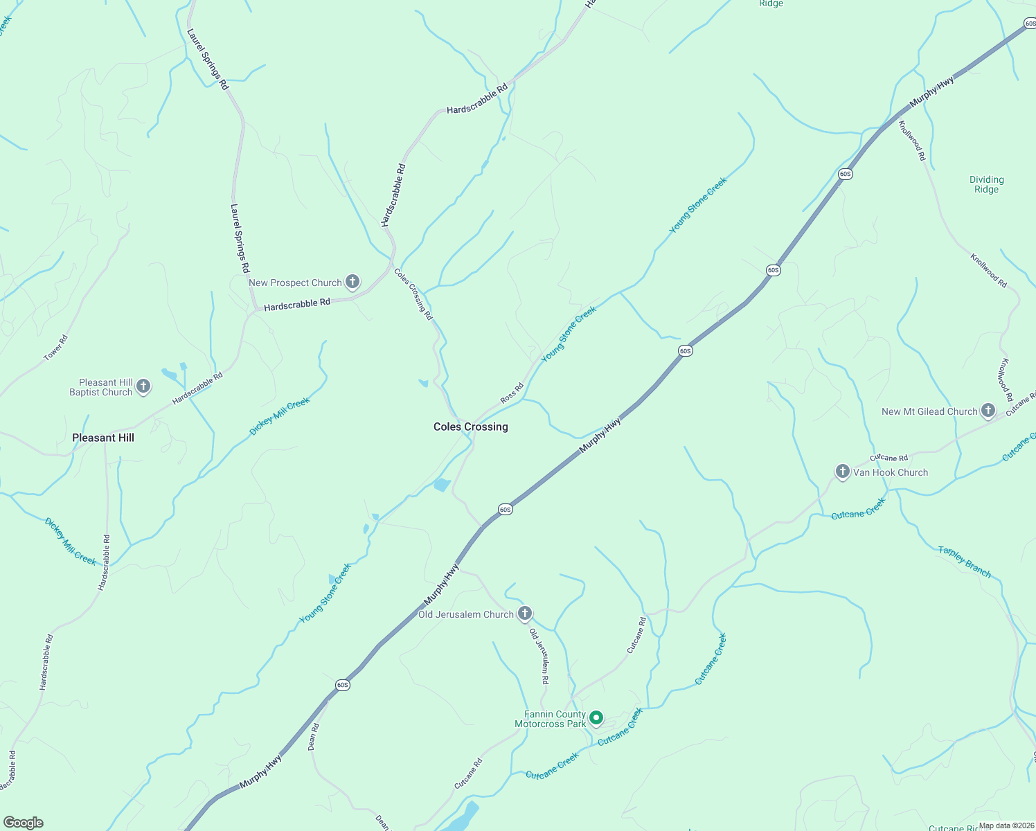 map of restaurants, bars, coffee shops, grocery stores, and more near 136 Ross Road in Mineral Bluff