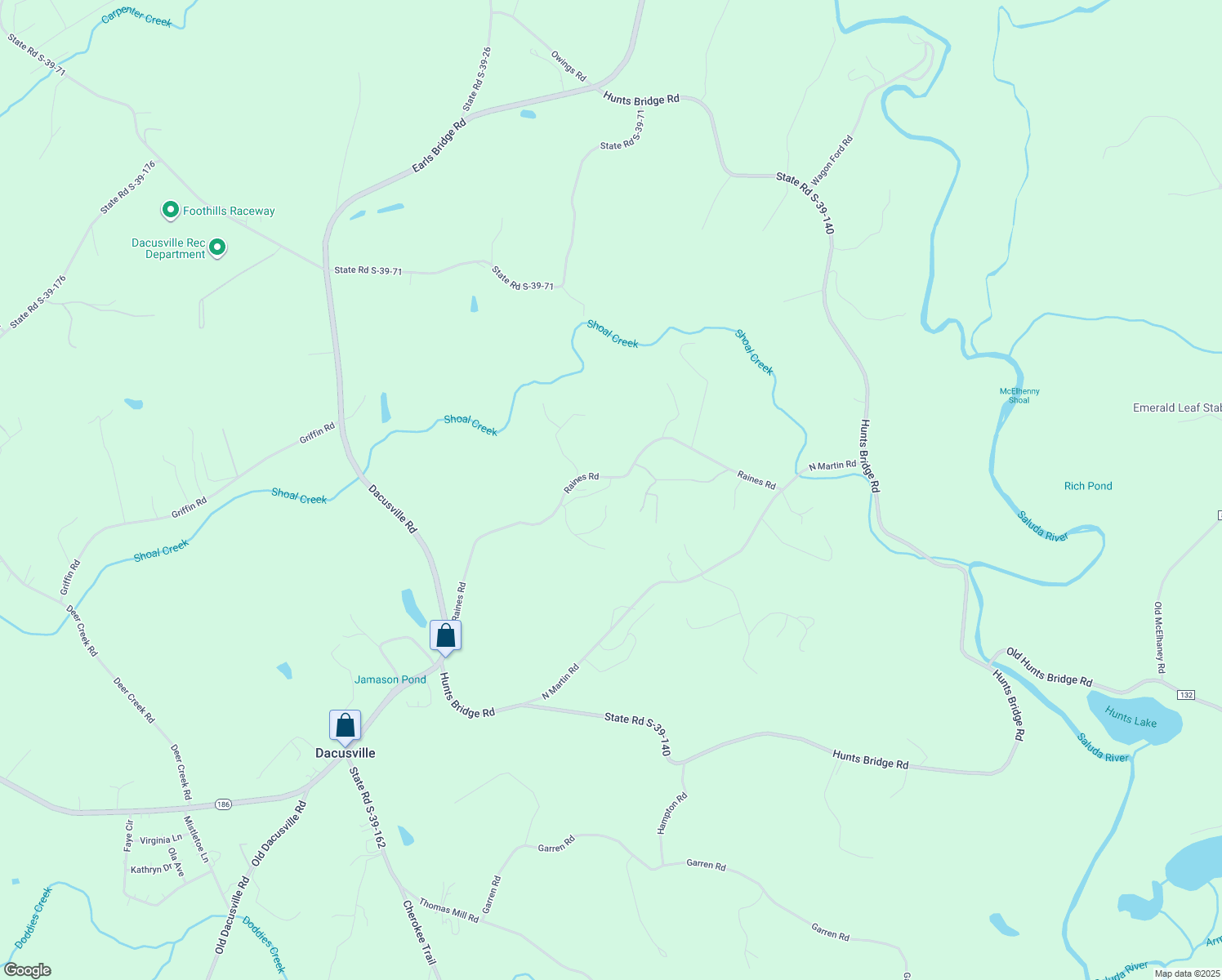 map of restaurants, bars, coffee shops, grocery stores, and more near 328 Raines Road in Easley