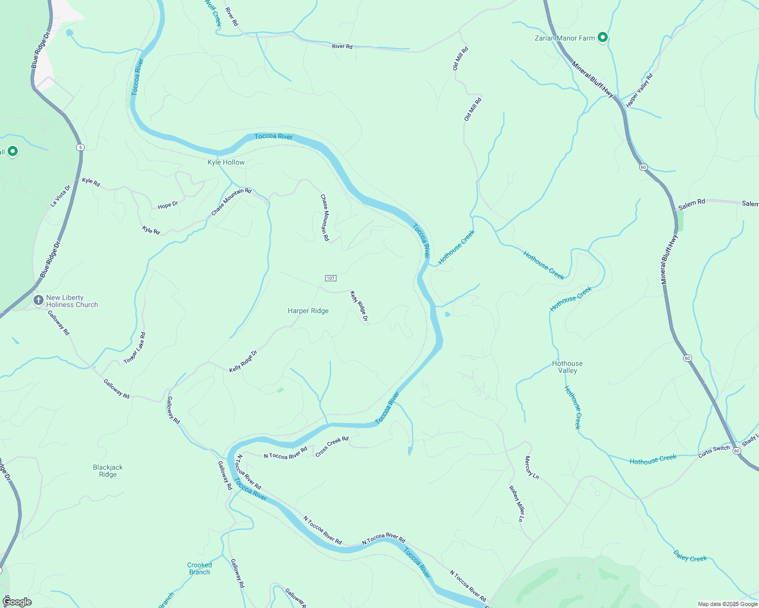 map of restaurants, bars, coffee shops, grocery stores, and more near 1425 Kelly Ridge Drive in Blue Ridge