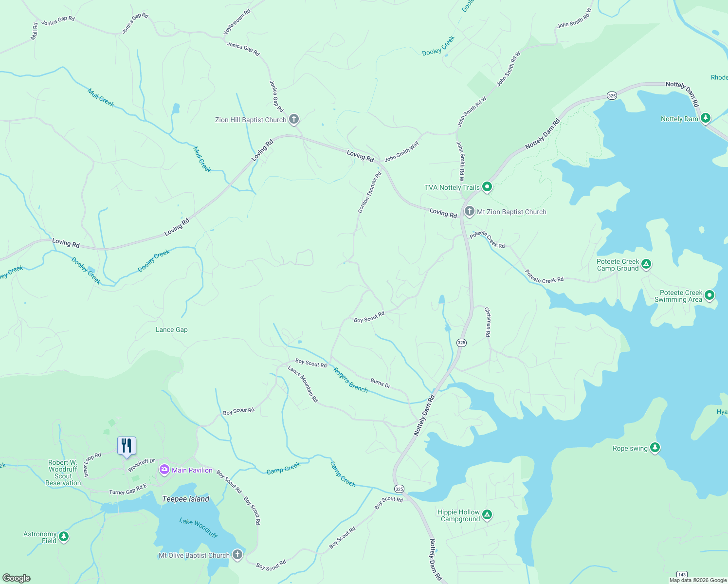 map of restaurants, bars, coffee shops, grocery stores, and more near 756 Gordon Thomas Road in Blairsville