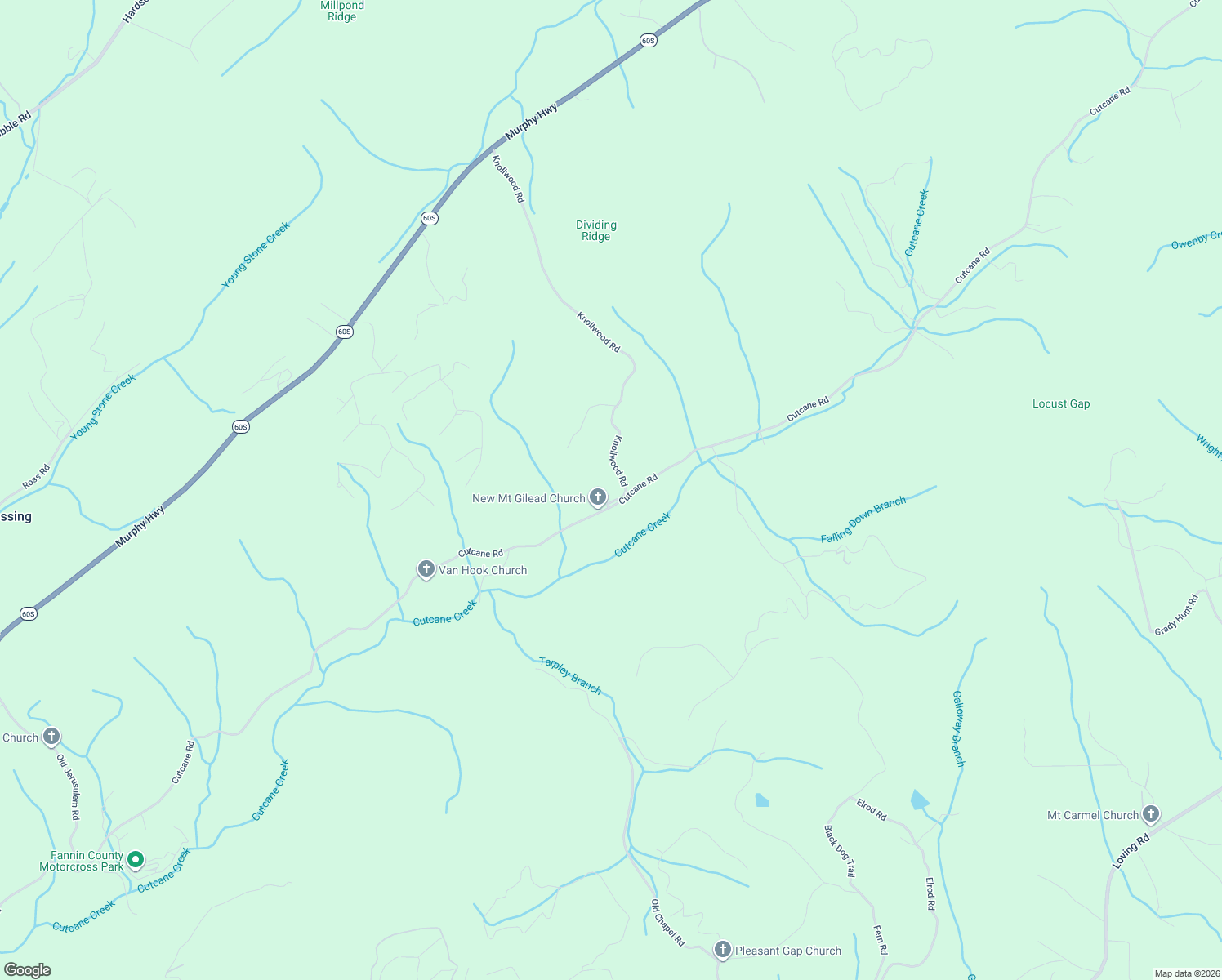 map of restaurants, bars, coffee shops, grocery stores, and more near 1200 Knollwood Lane in Mineral Bluff