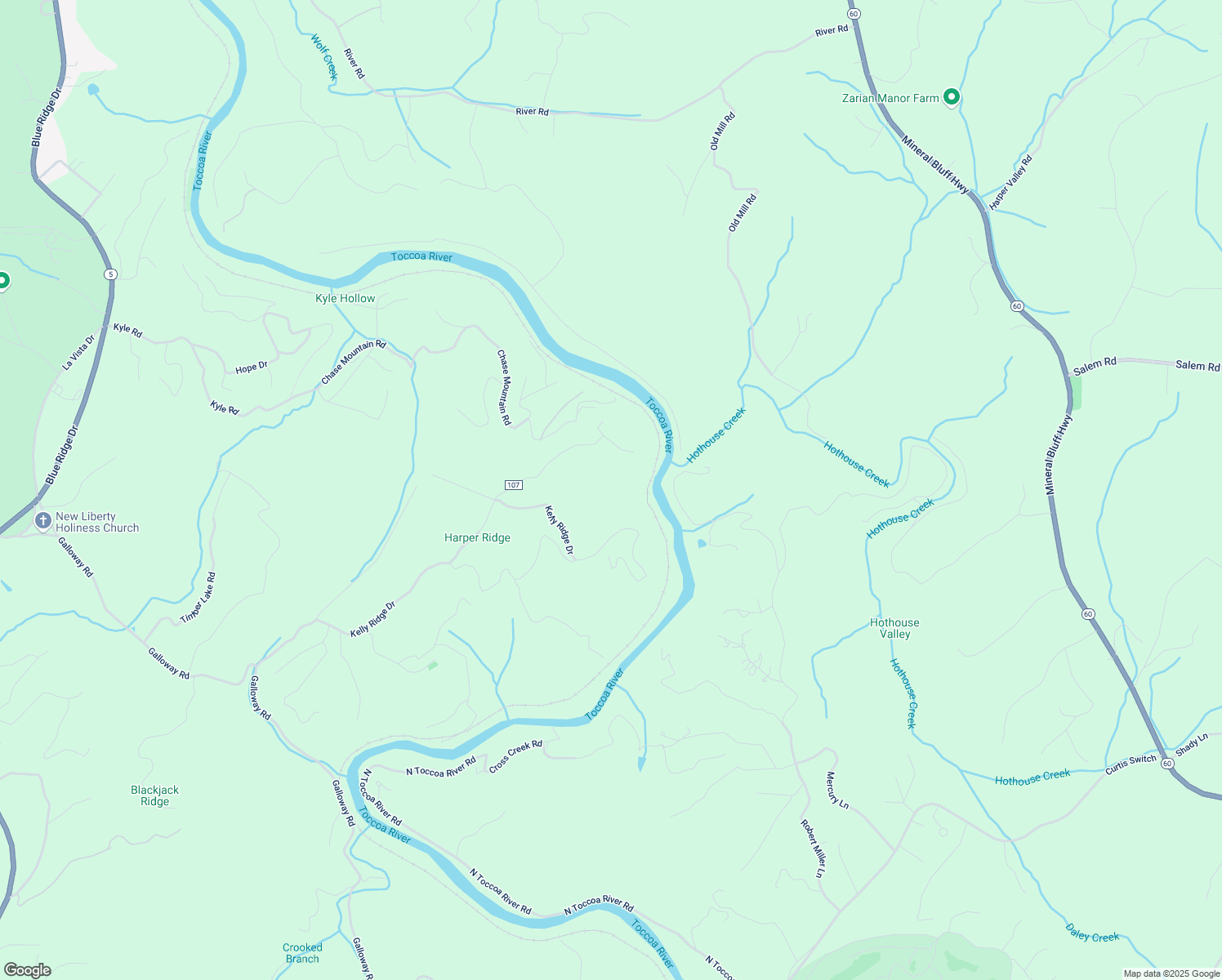map of restaurants, bars, coffee shops, grocery stores, and more near 1425 Kelly Ridge Drive in Blue Ridge