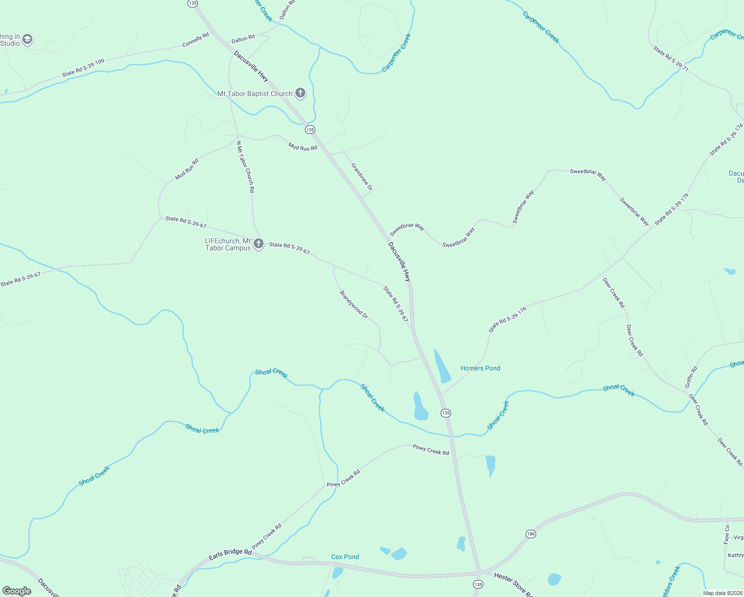 map of restaurants, bars, coffee shops, grocery stores, and more near 162 Brandywood Drive in Easley