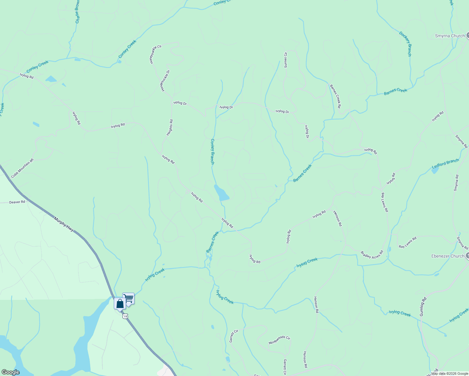 map of restaurants, bars, coffee shops, grocery stores, and more near 535 Fox Lake Road in Blairsville
