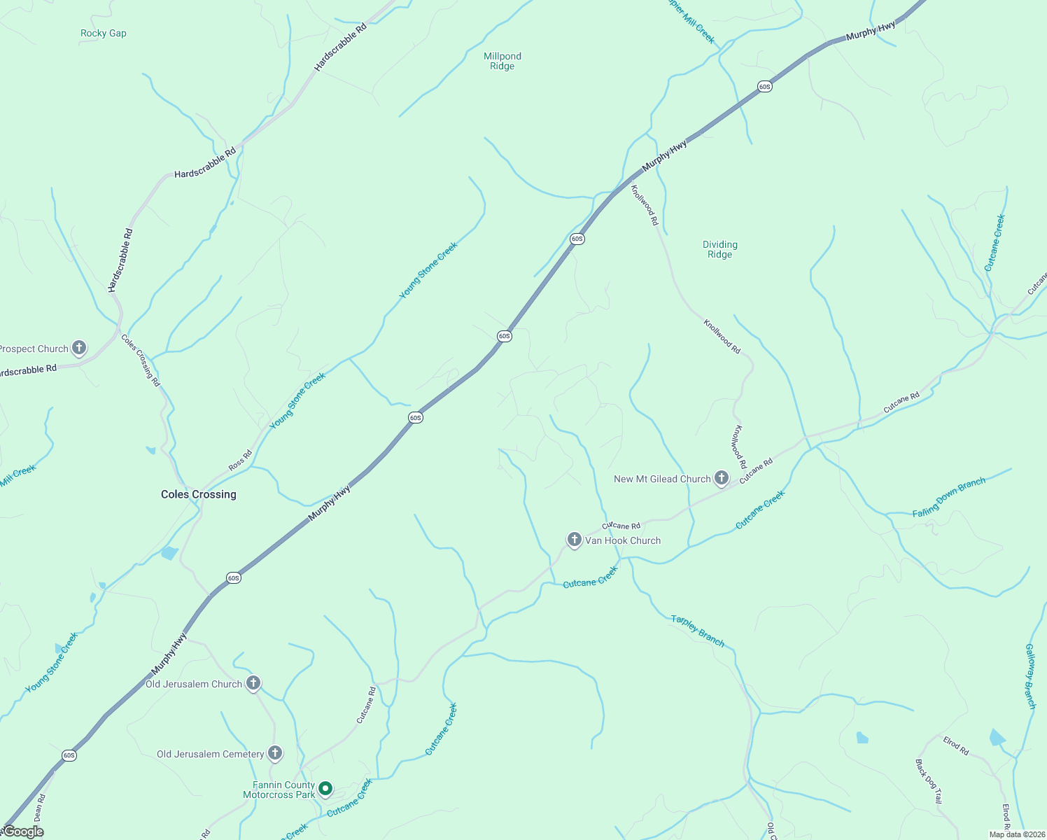 map of restaurants, bars, coffee shops, grocery stores, and more near 185 Kensington Drive in Mineral Bluff