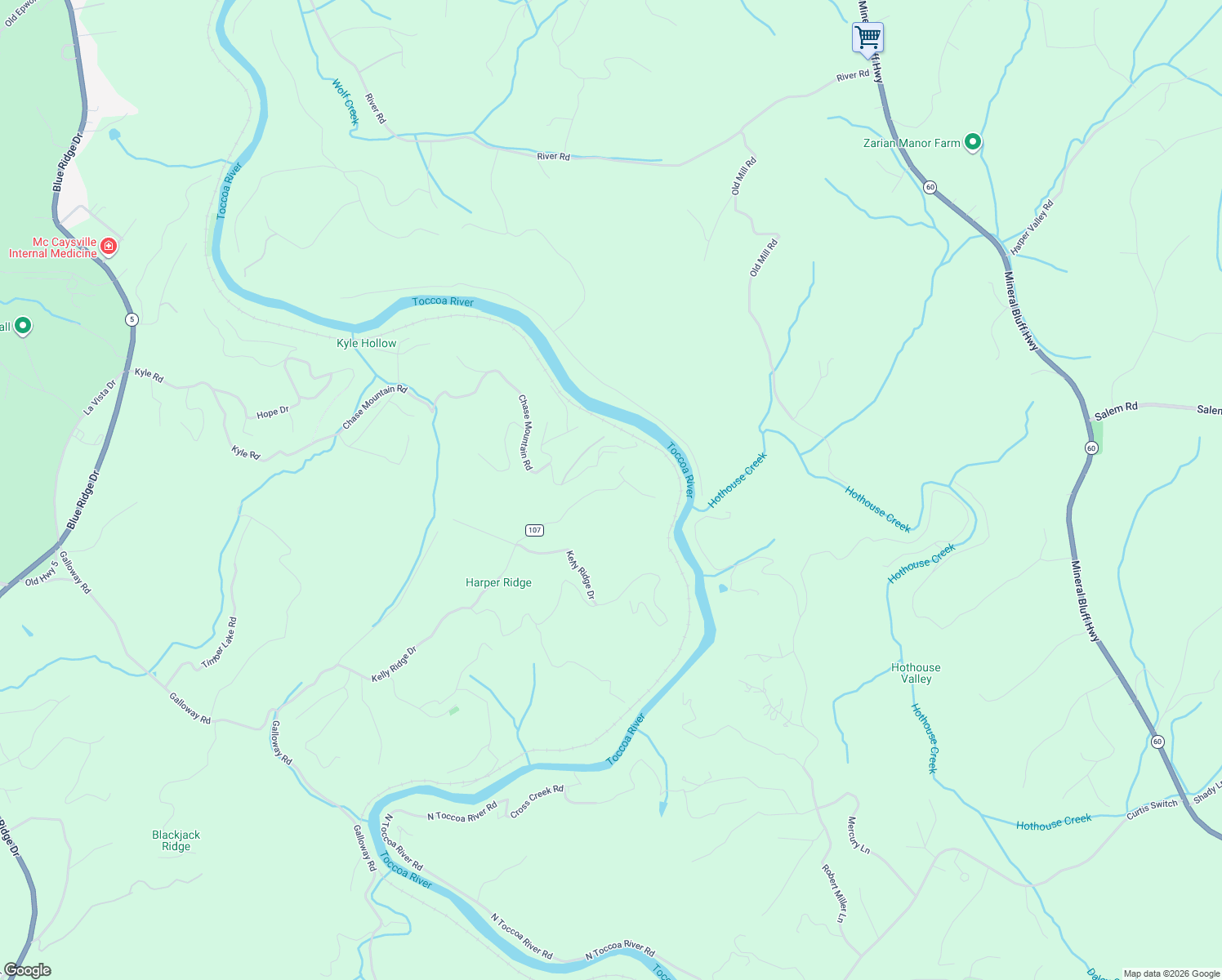 map of restaurants, bars, coffee shops, grocery stores, and more near 1119-1127 Curtis Ridge in Blue Ridge