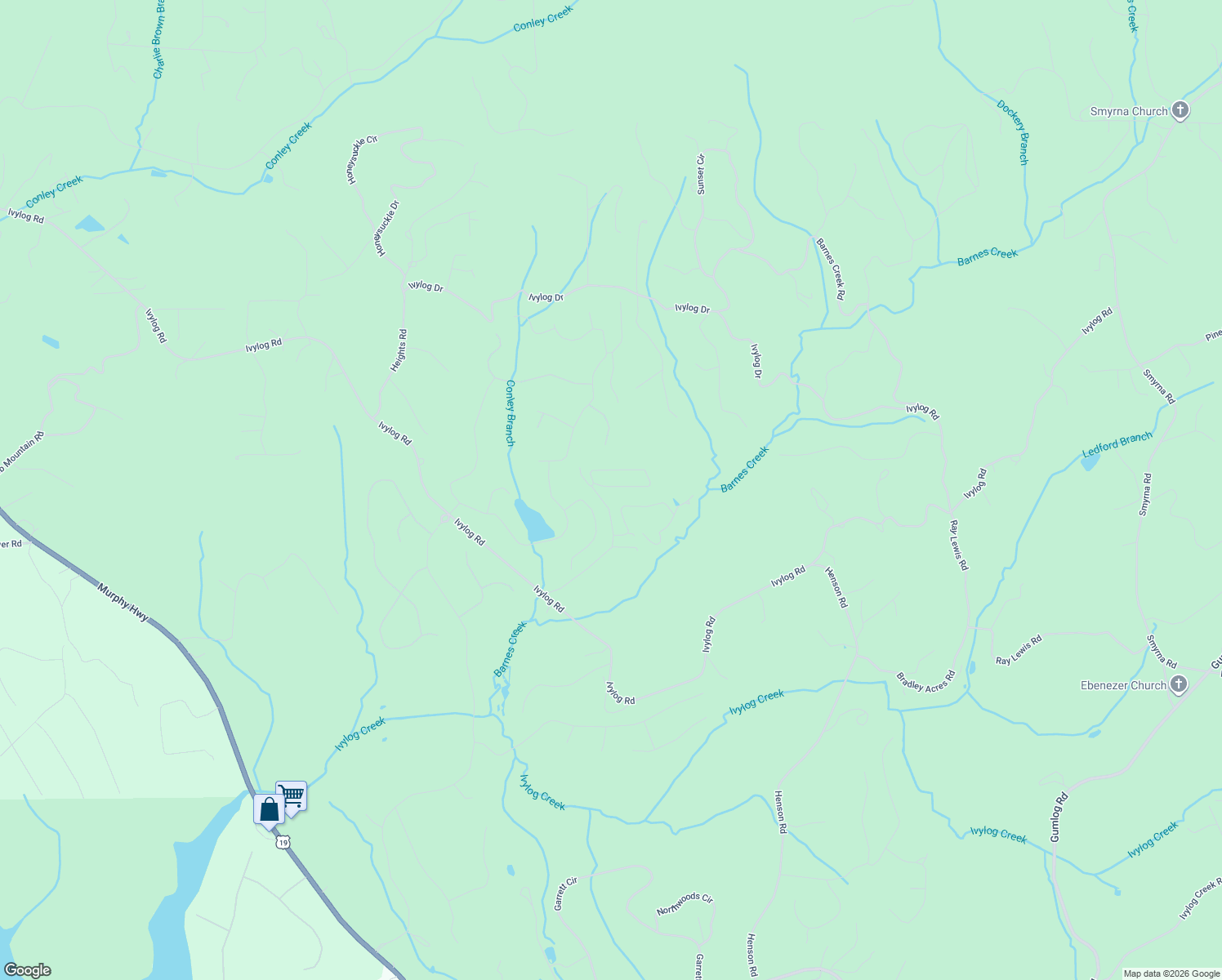 map of restaurants, bars, coffee shops, grocery stores, and more near 518 Rizzitello Lane in Blairsville