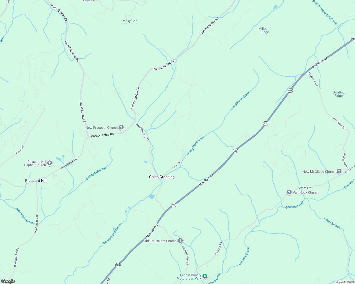 map of restaurants, bars, coffee shops, grocery stores, and more near 145 Bear Mountain Pass in Mineral Bluff