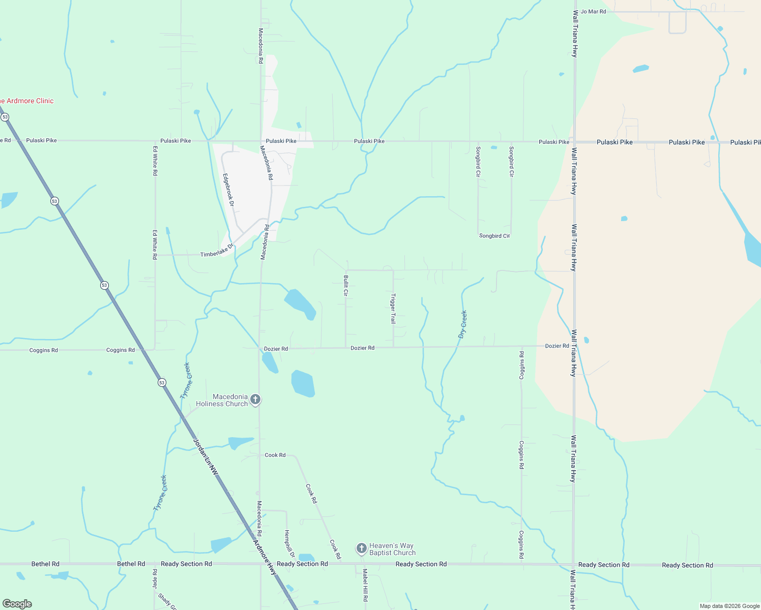 map of restaurants, bars, coffee shops, grocery stores, and more near 186 Trigger Trail in Ardmore
