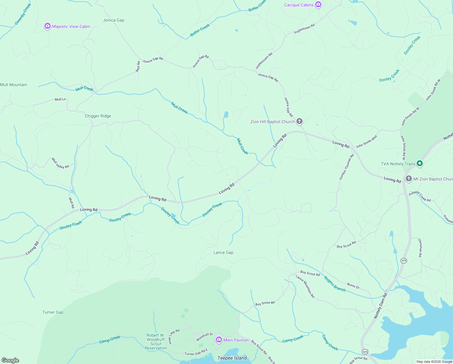 map of restaurants, bars, coffee shops, grocery stores, and more near 10110 Loving Road in Morganton
