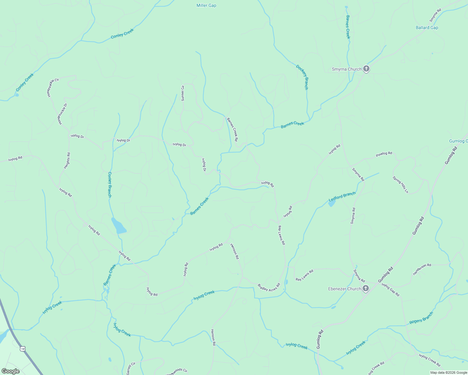 map of restaurants, bars, coffee shops, grocery stores, and more near 2794 Ivylog Road in Blairsville