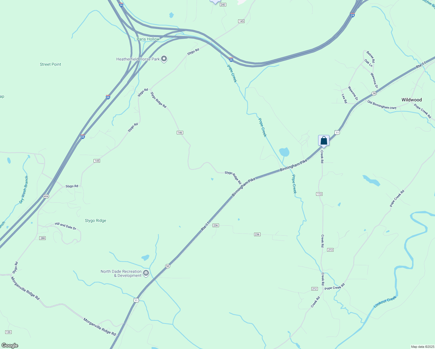 map of restaurants, bars, coffee shops, grocery stores, and more near 277 Slygo Ridge Road in Wildwood