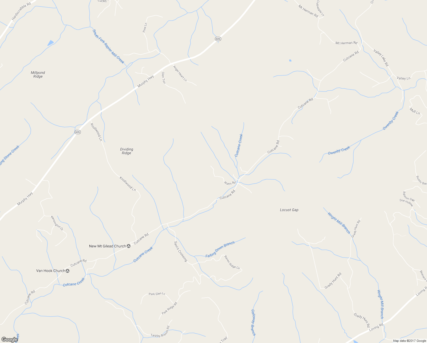 map of restaurants, bars, coffee shops, grocery stores, and more near 365 Watts Road in Mineral Bluff