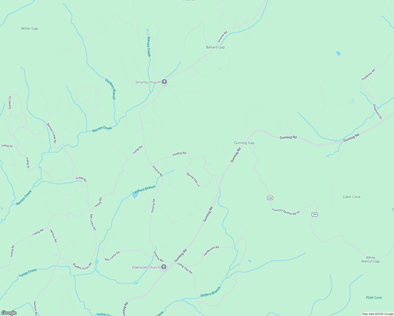 map of restaurants, bars, coffee shops, grocery stores, and more near 1455 Pinelog Road in Young Harris