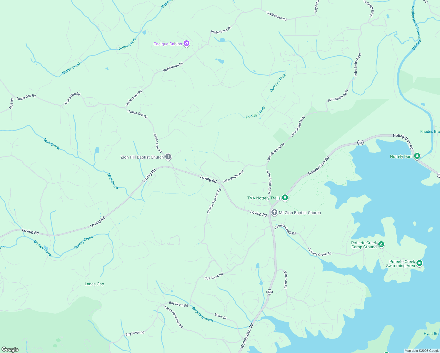 map of restaurants, bars, coffee shops, grocery stores, and more near 5599 Split Rock Trail in Blairsville