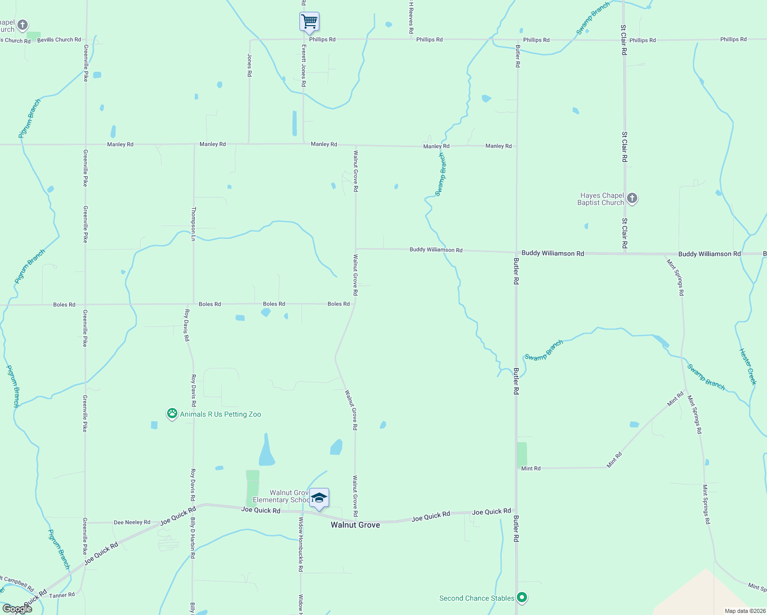 map of restaurants, bars, coffee shops, grocery stores, and more near 527 Walnut Grove Rd in New Market