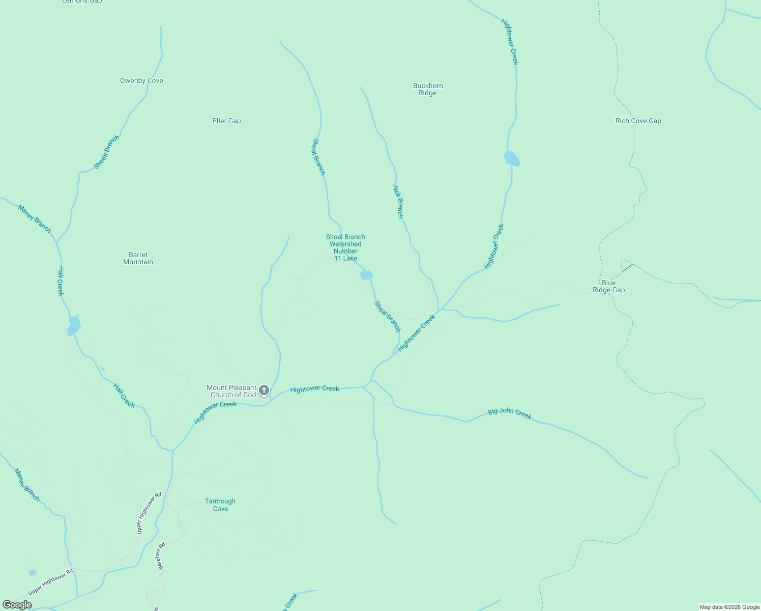 map of restaurants, bars, coffee shops, grocery stores, and more near Albert Road in Towns County