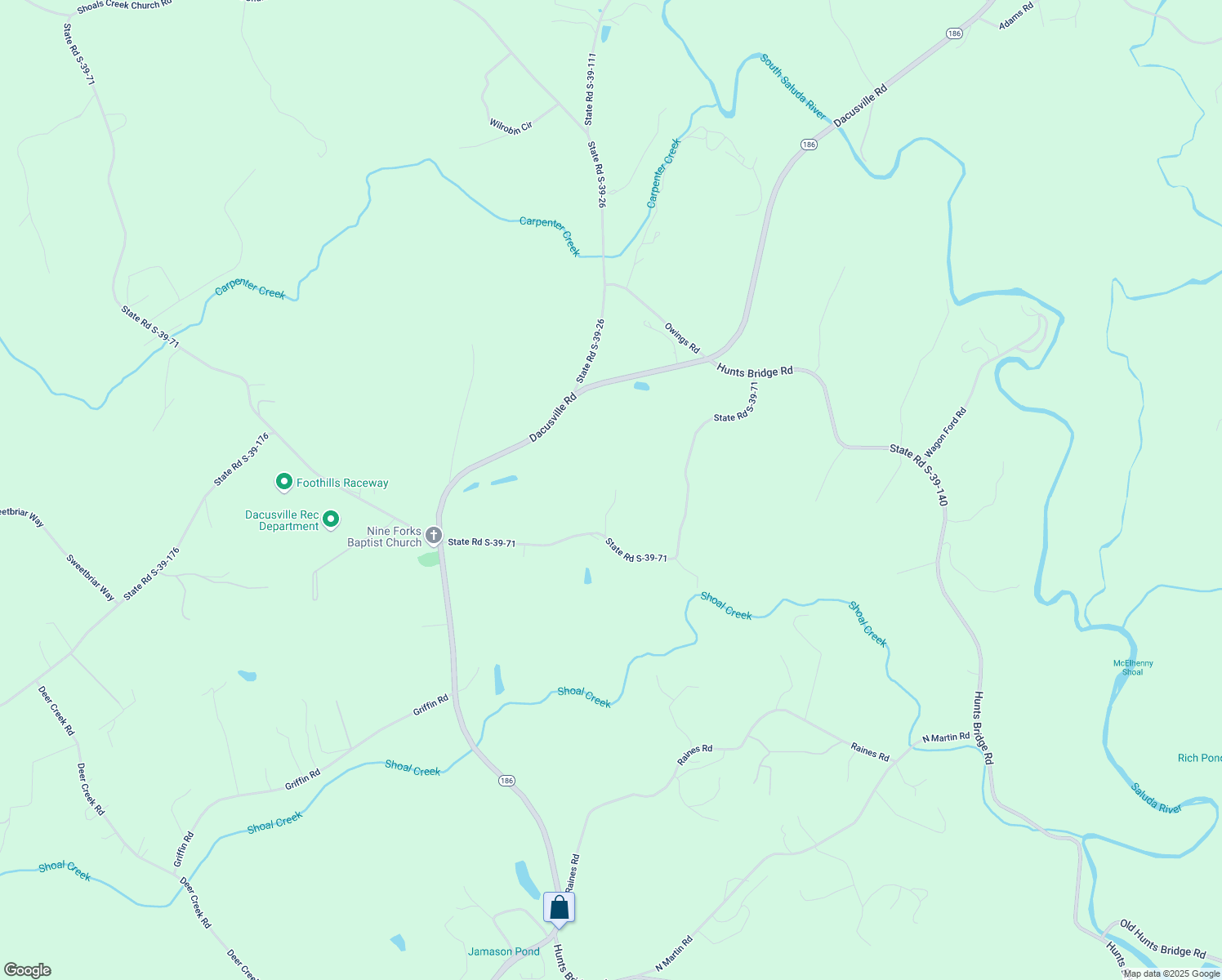 map of restaurants, bars, coffee shops, grocery stores, and more near 132 Farthing Drive in Easley