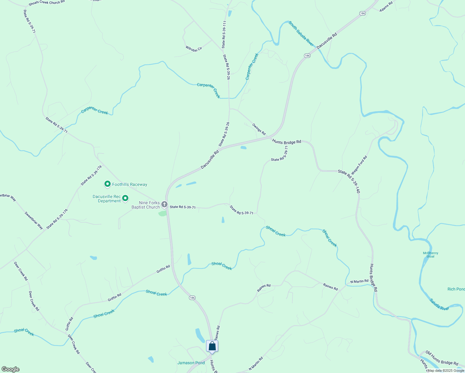 map of restaurants, bars, coffee shops, grocery stores, and more near 132 Farthing Drive in Easley