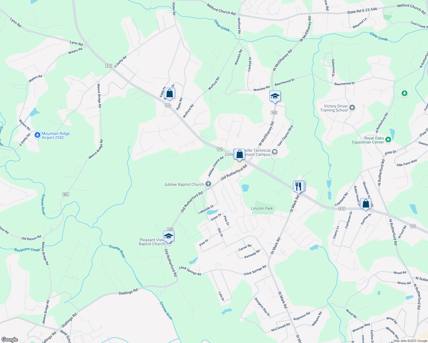 map of restaurants, bars, coffee shops, grocery stores, and more near 86 Jubilee Church Road in Taylors