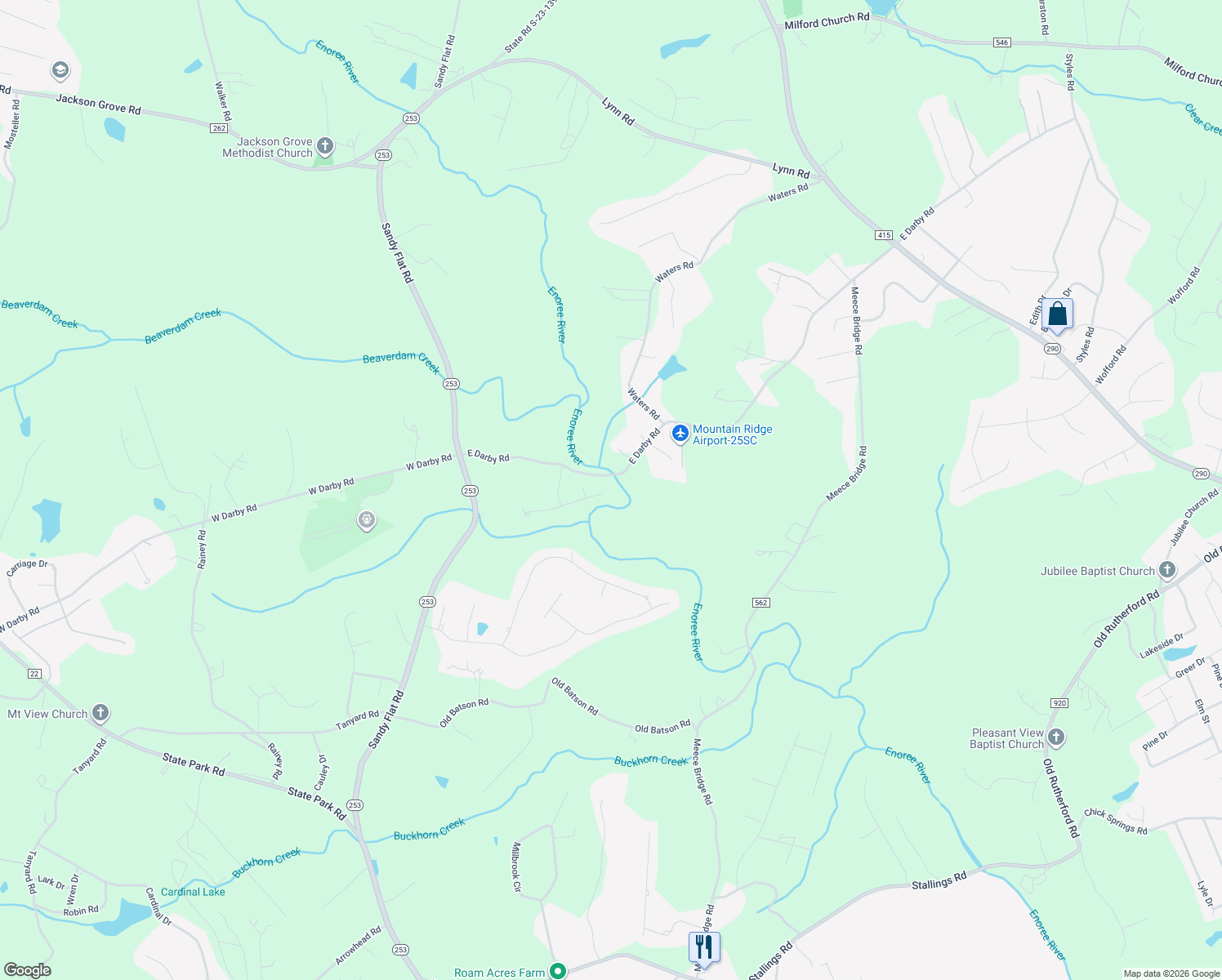 map of restaurants, bars, coffee shops, grocery stores, and more near 208 Scenic River Way in Taylors