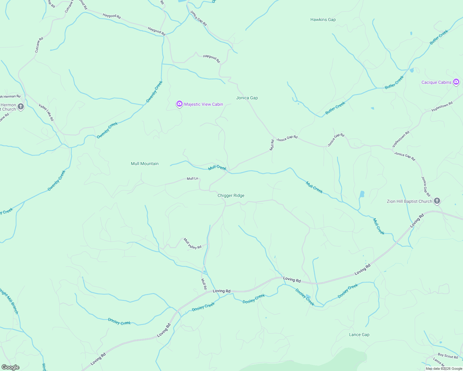 map of restaurants, bars, coffee shops, grocery stores, and more near 5850 Mull Road in Morganton