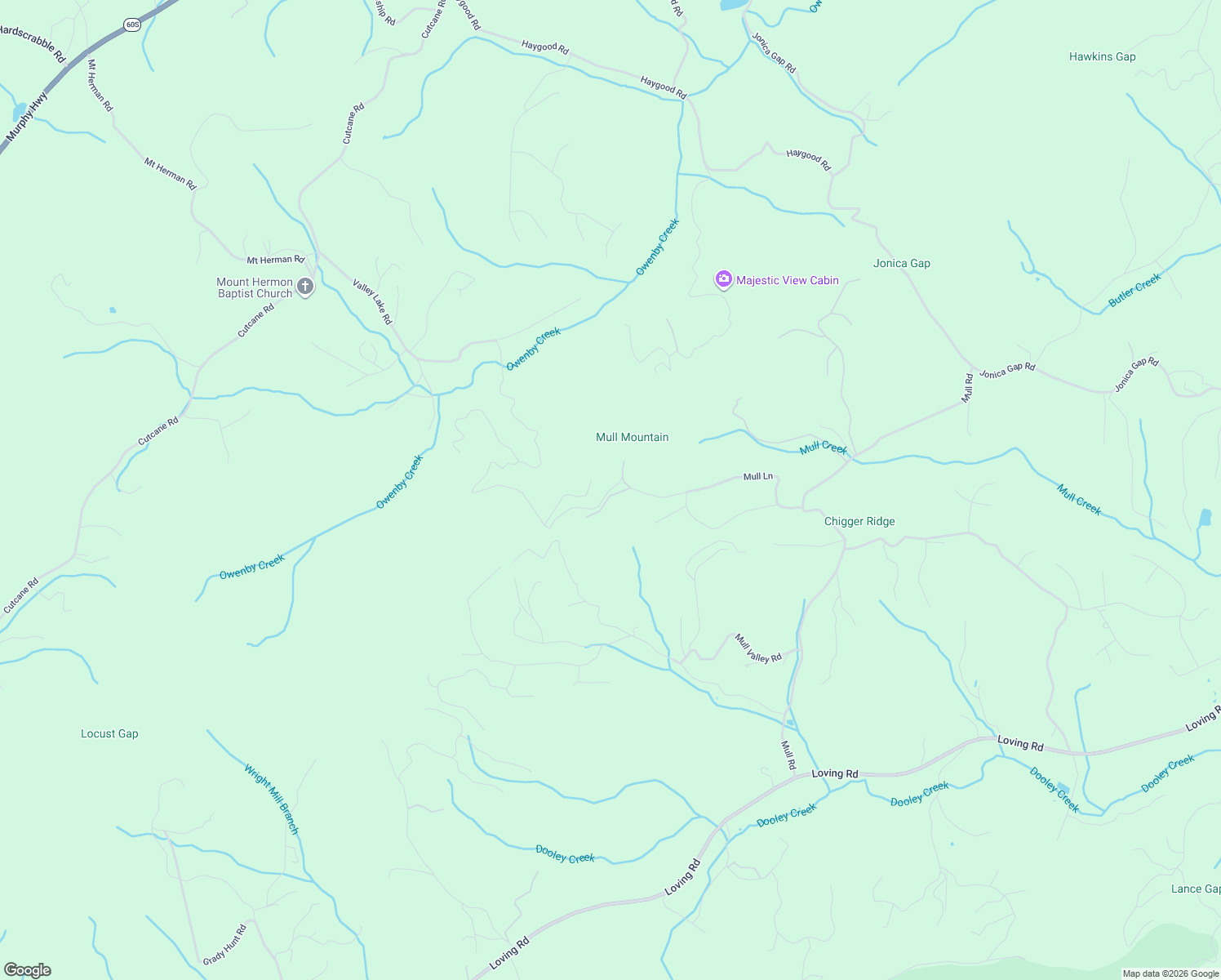 map of restaurants, bars, coffee shops, grocery stores, and more near 299 Ada Ridge Road in Mineral Bluff