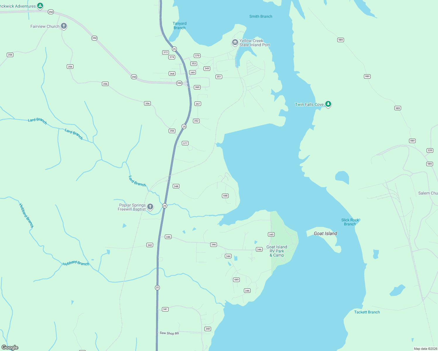 map of restaurants, bars, coffee shops, grocery stores, and more near 24 Elks Landing Drive in Iuka