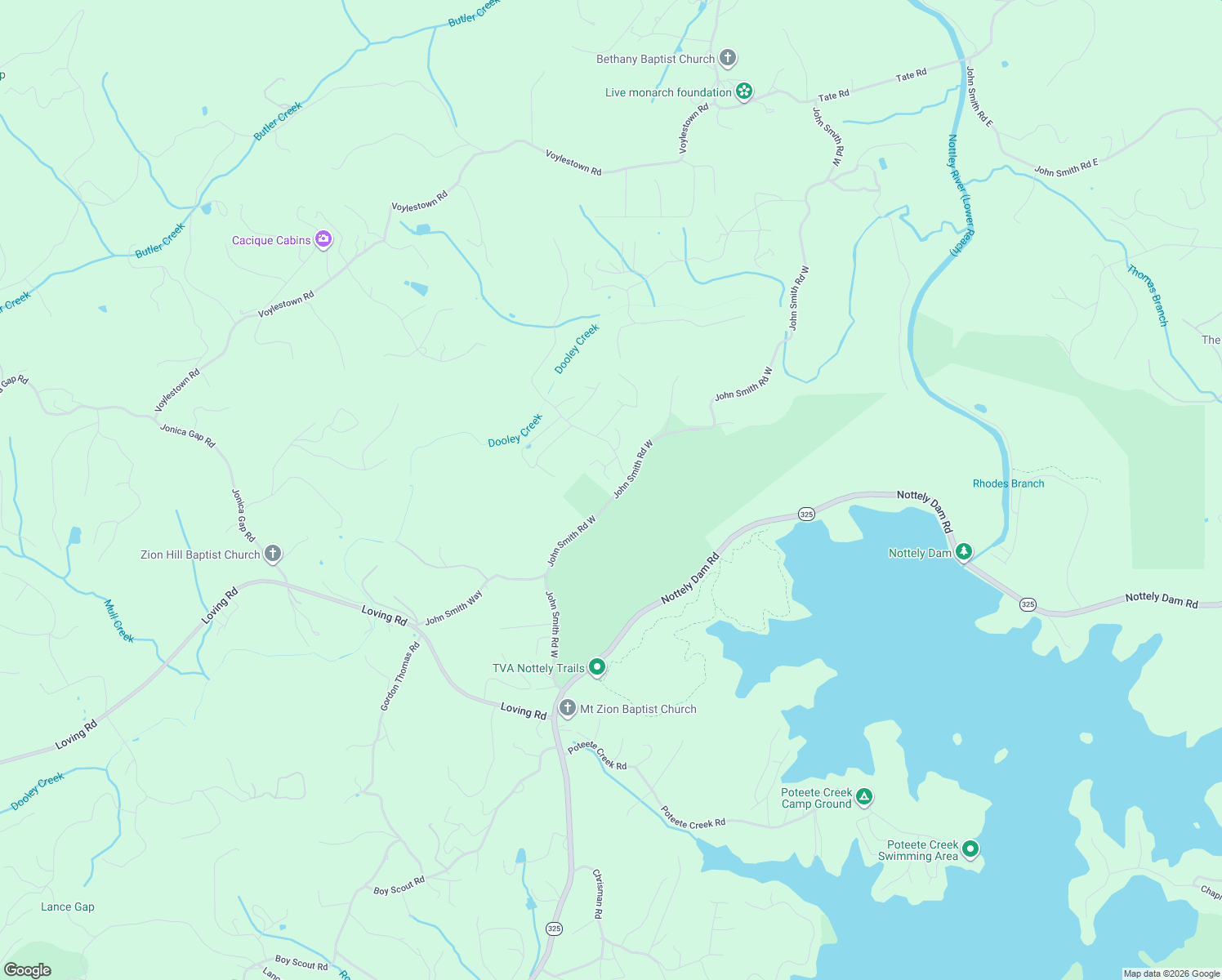 map of restaurants, bars, coffee shops, grocery stores, and more near 5848 Silverfox Drive in Blairsville