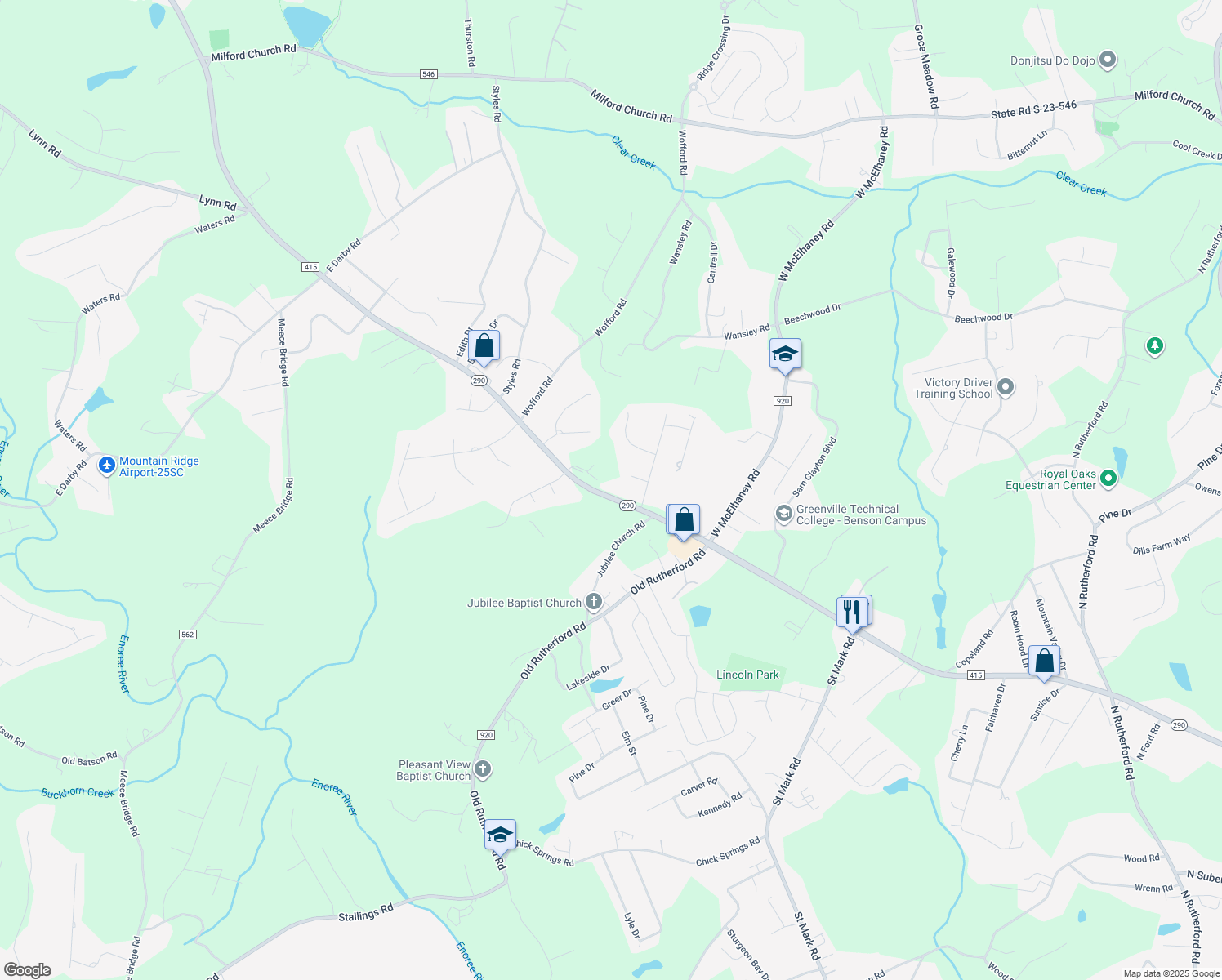 map of restaurants, bars, coffee shops, grocery stores, and more near 2710 Locust Hill Road in Taylors