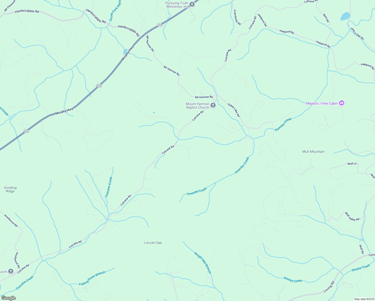 map of restaurants, bars, coffee shops, grocery stores, and more near Shangri la Drive in Fannin County