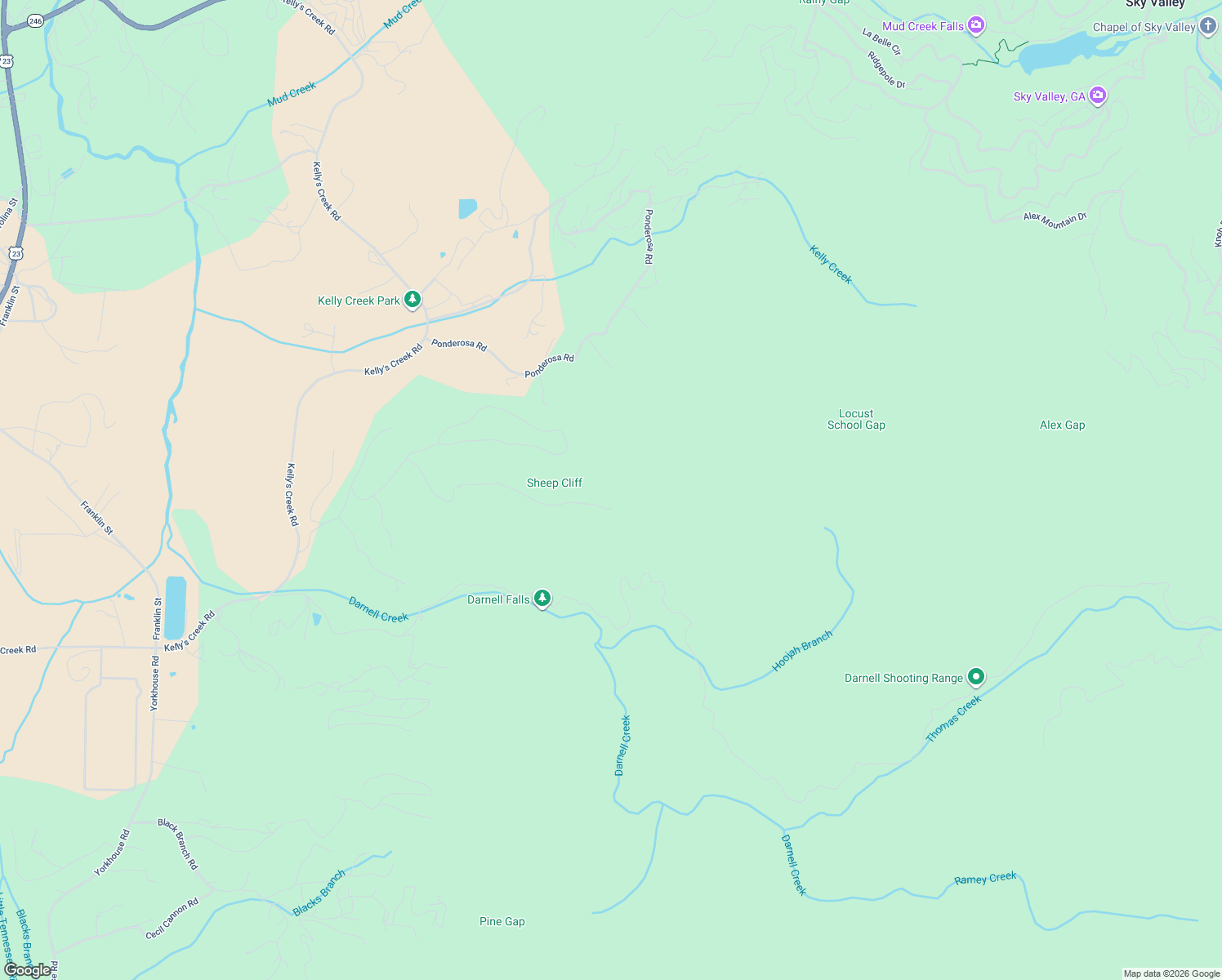 map of restaurants, bars, coffee shops, grocery stores, and more near Darnell Creek Road in Dillard