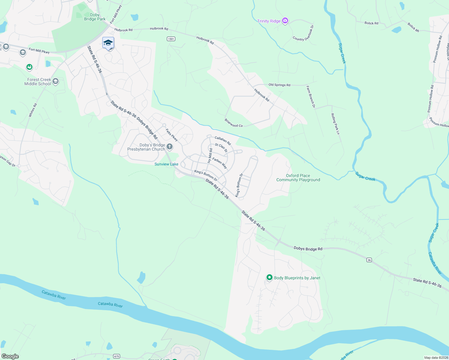 map of restaurants, bars, coffee shops, grocery stores, and more near 413 Harrington Court in Fort Mill