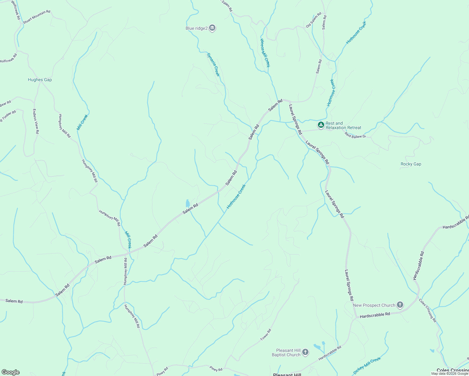 map of restaurants, bars, coffee shops, grocery stores, and more near Salem Valley Road in Mineral Bluff