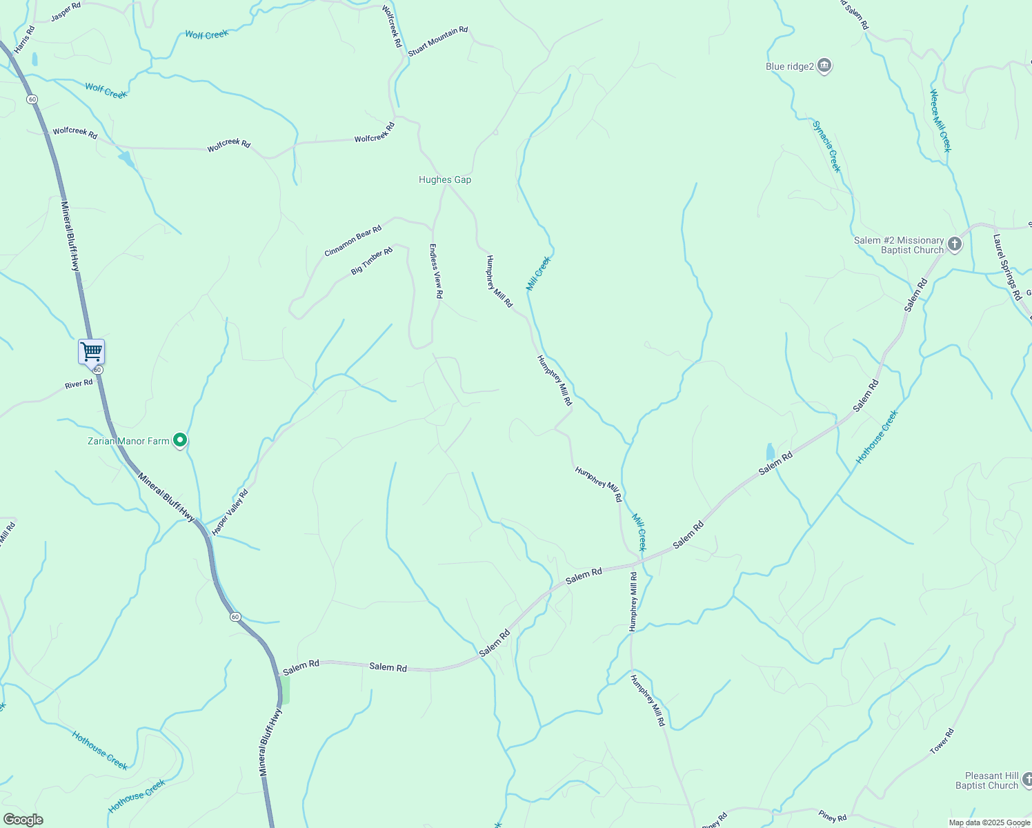 map of restaurants, bars, coffee shops, grocery stores, and more near 170 Humphrey Heights Road in Mineral Bluff