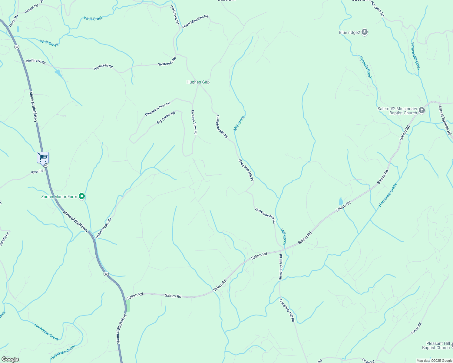 map of restaurants, bars, coffee shops, grocery stores, and more near 170 Humphrey Heights Road in Mineral Bluff