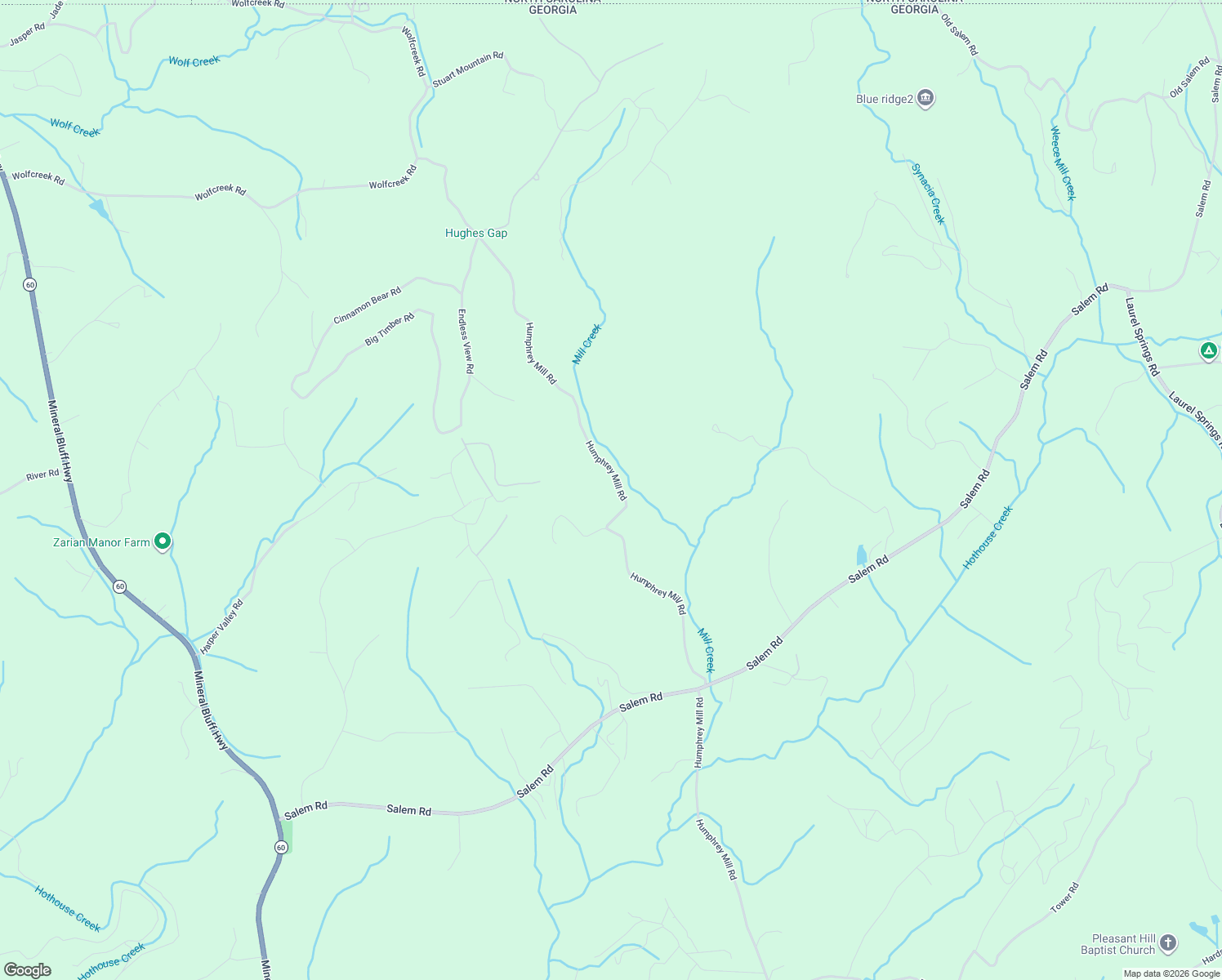 map of restaurants, bars, coffee shops, grocery stores, and more near 1262 Humphrey Mill Road in Mineral Bluff