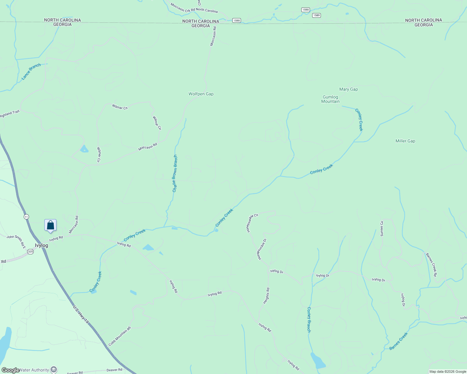 map of restaurants, bars, coffee shops, grocery stores, and more near 1395 Rocky Top Road in Blairsville