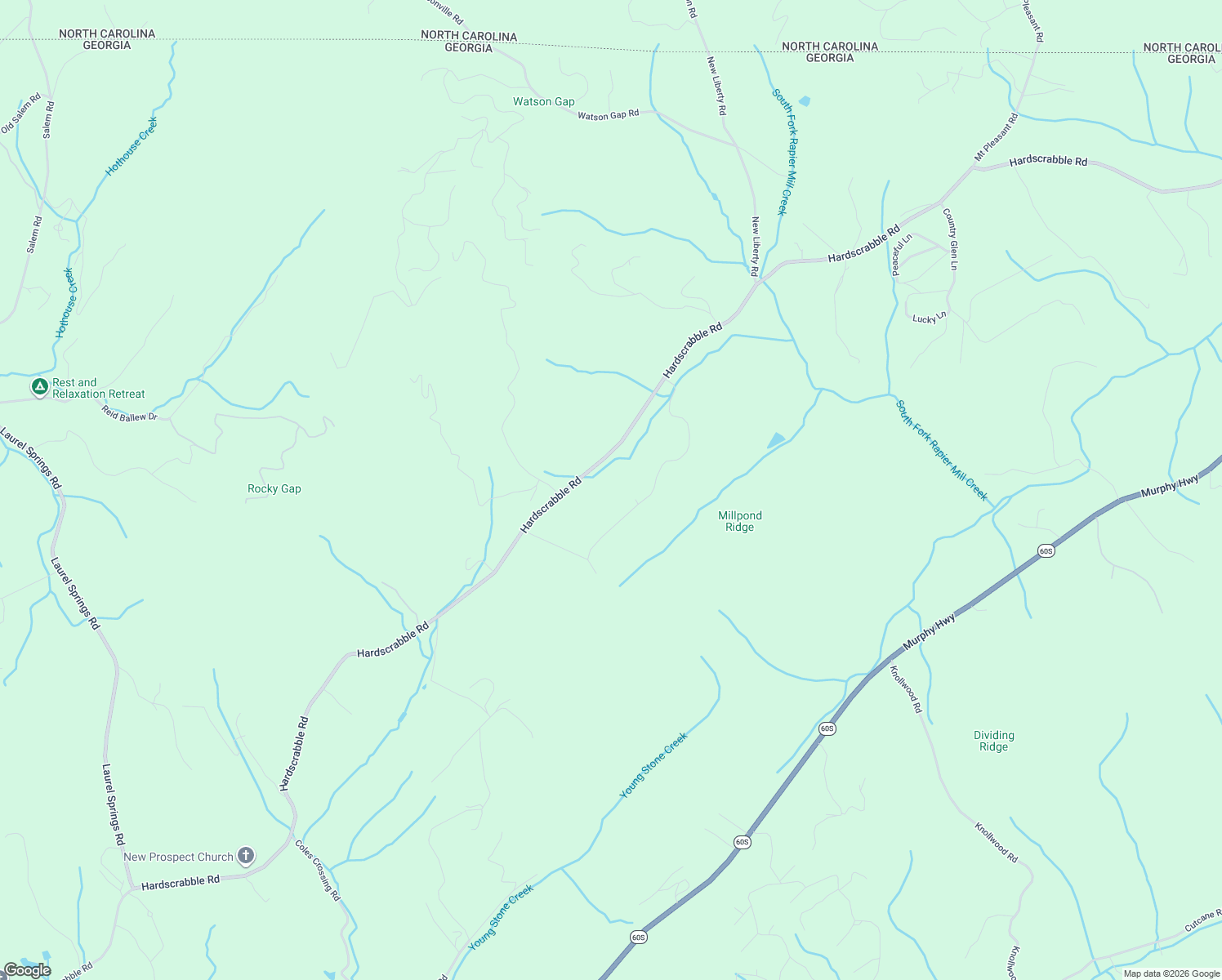 map of restaurants, bars, coffee shops, grocery stores, and more near 387 Arp Road in Mineral Bluff
