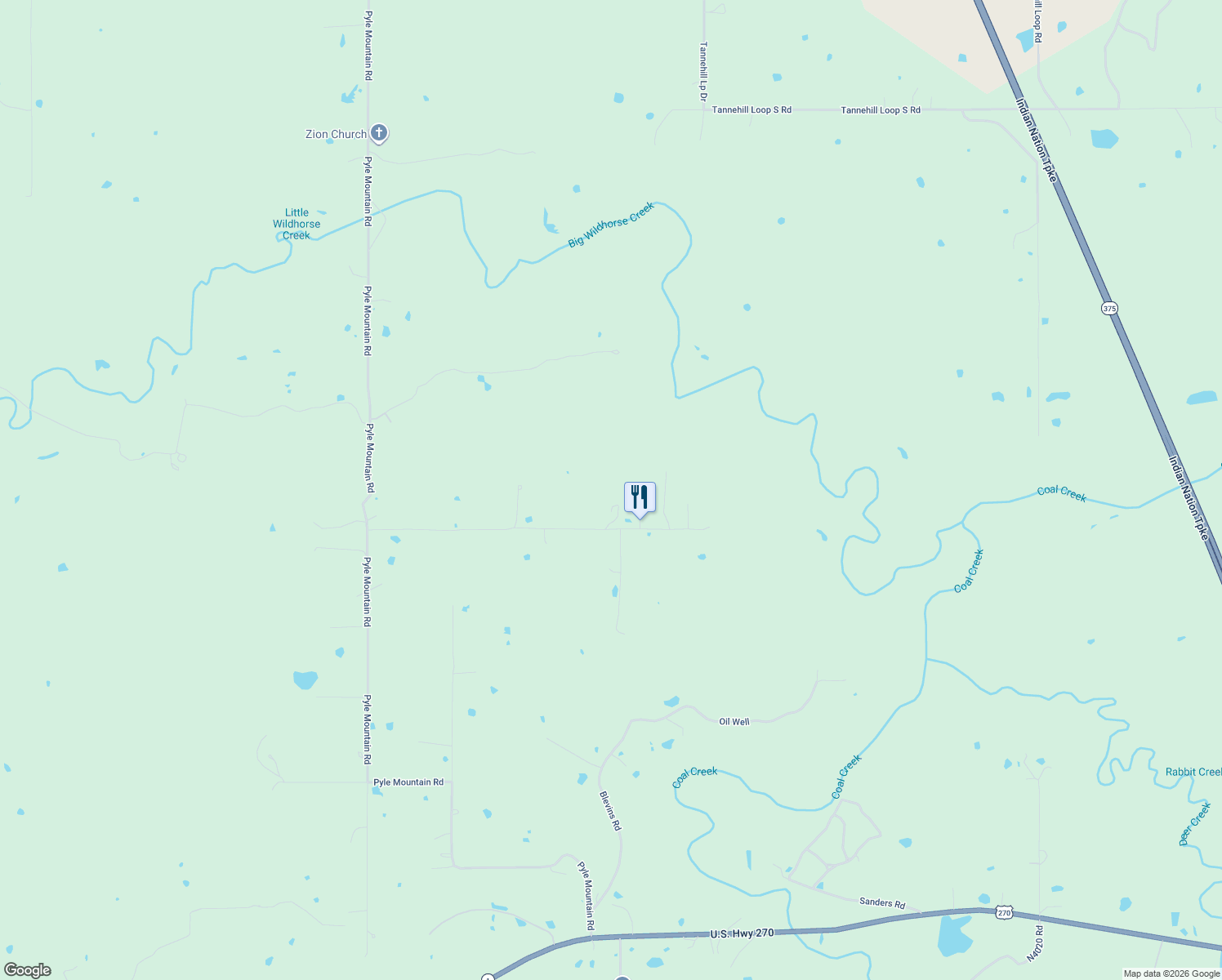 map of restaurants, bars, coffee shops, grocery stores, and more near 707 Pine Tree Road in McAlester