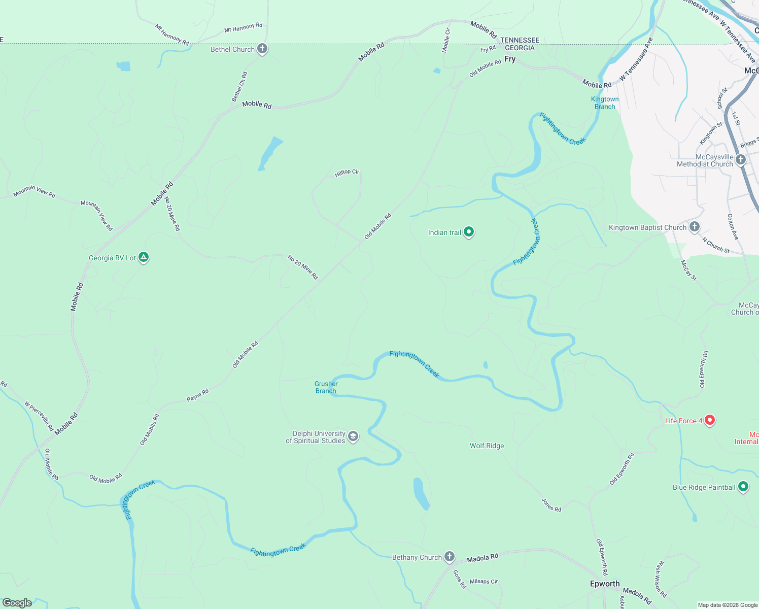 map of restaurants, bars, coffee shops, grocery stores, and more near 375 Delphi Woods Road in McCaysville