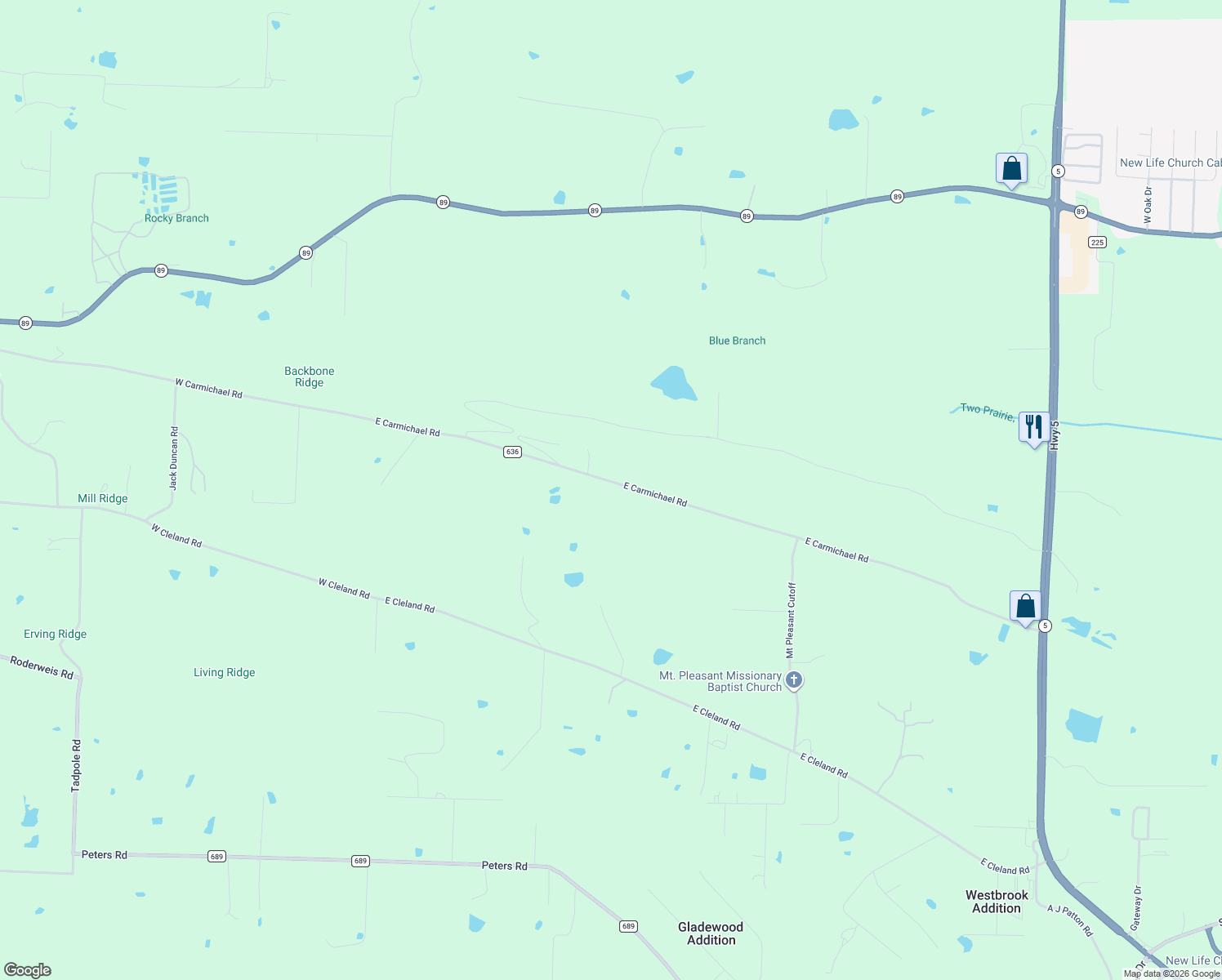 map of restaurants, bars, coffee shops, grocery stores, and more near 1402 East Carmichael Road in Cabot
