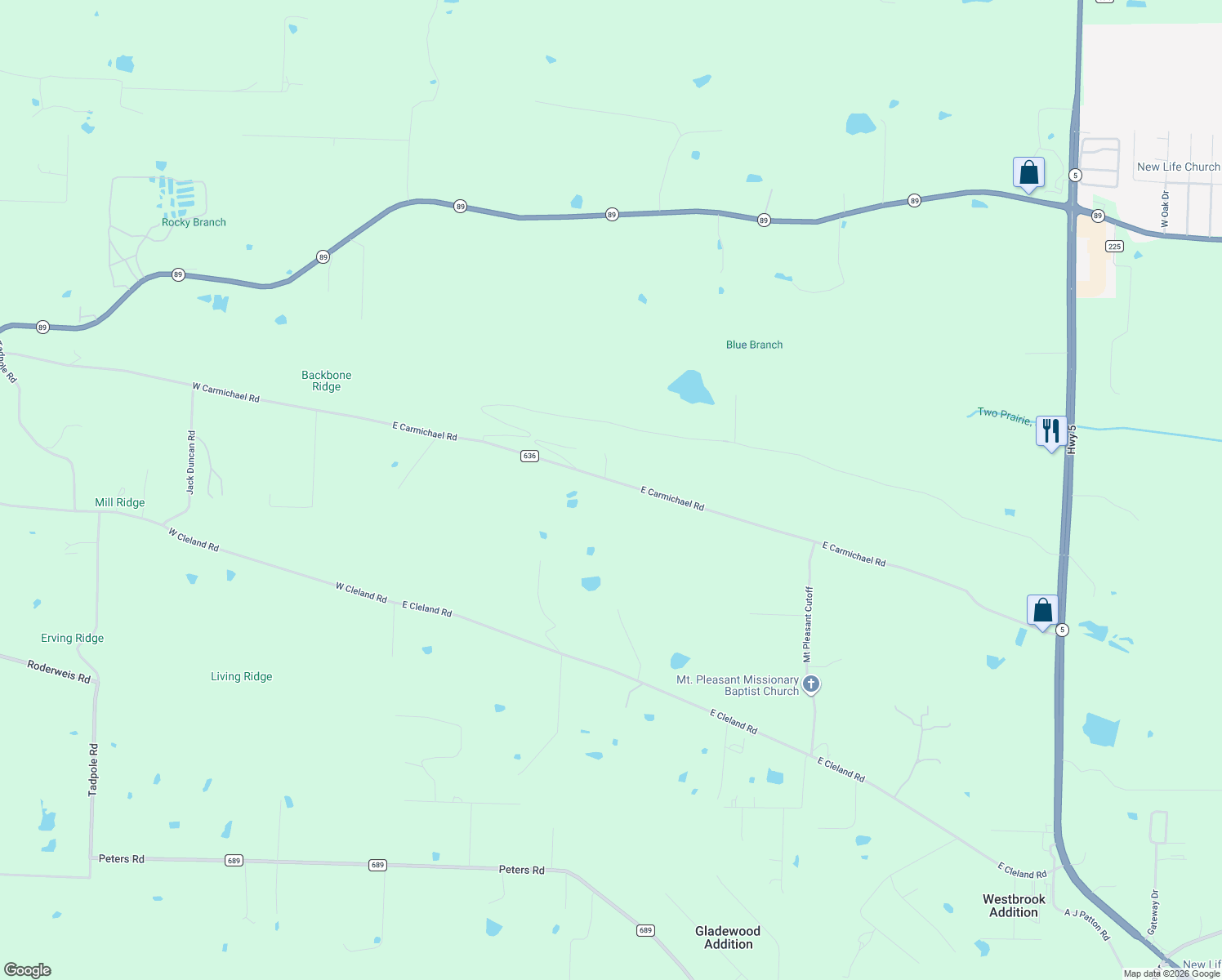 map of restaurants, bars, coffee shops, grocery stores, and more near 1402 East Carmichael Road in Cabot