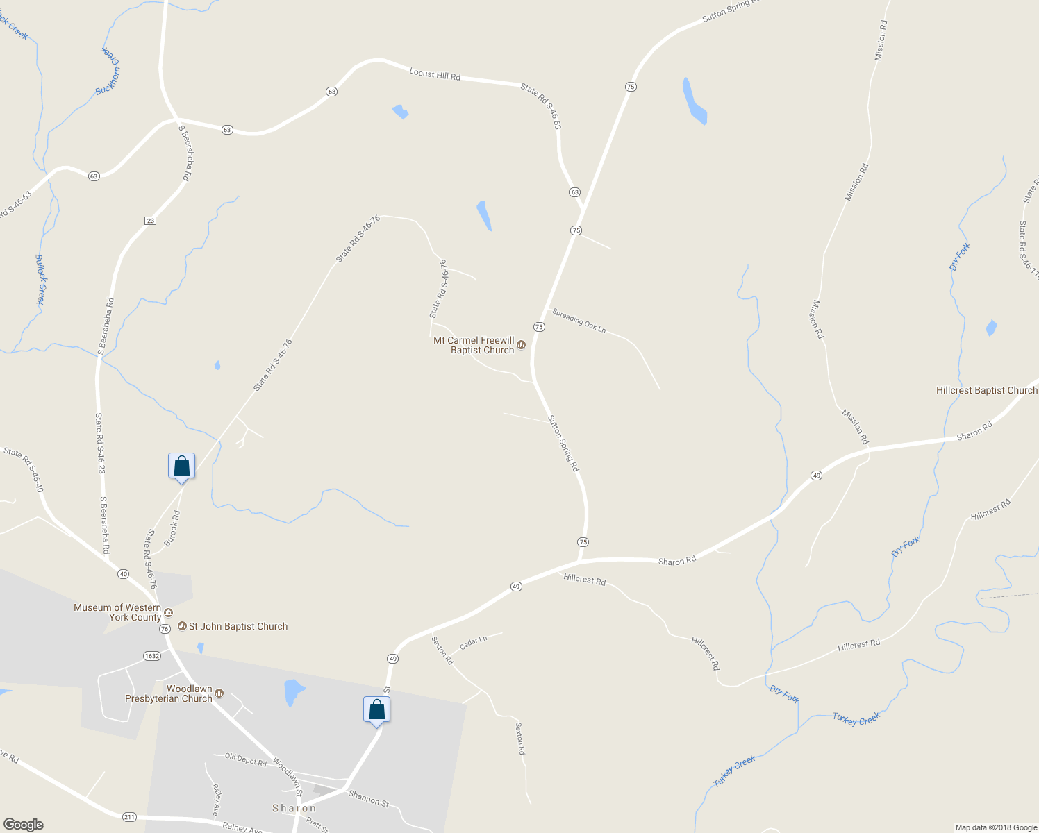 map of restaurants, bars, coffee shops, grocery stores, and more near 429 Blue Cedar Road in York