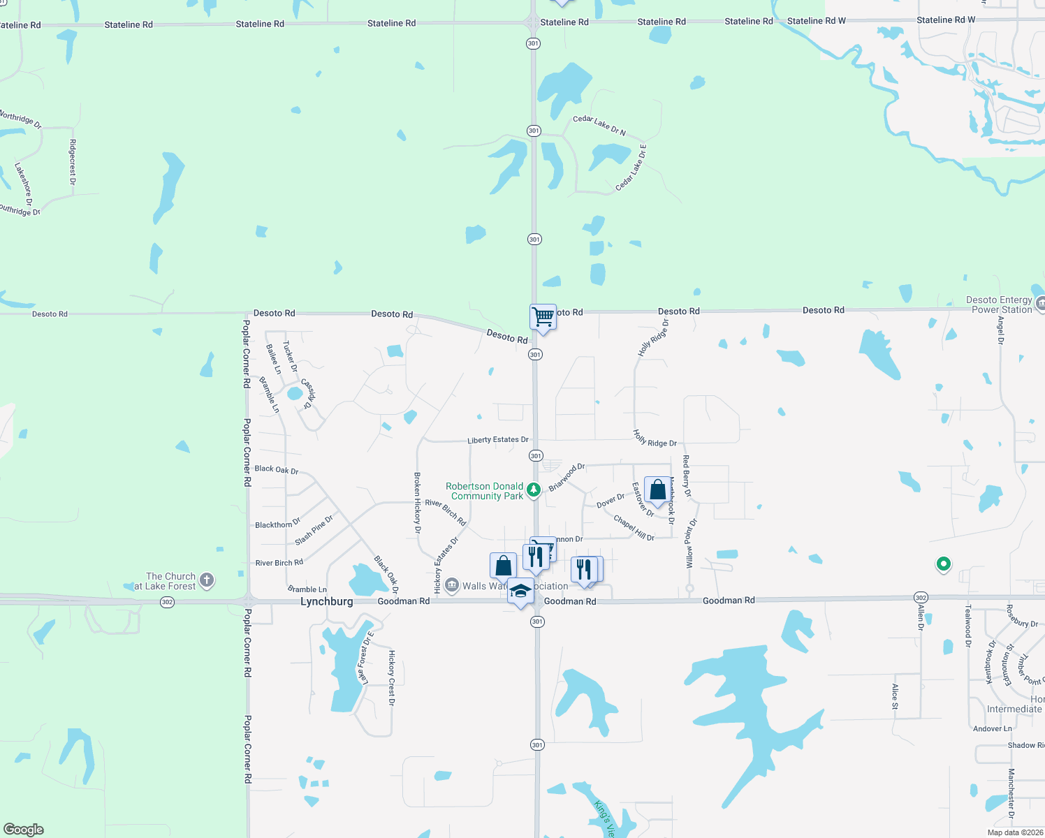 map of restaurants, bars, coffee shops, grocery stores, and more near 7631 Wills Way Circle East in Walls