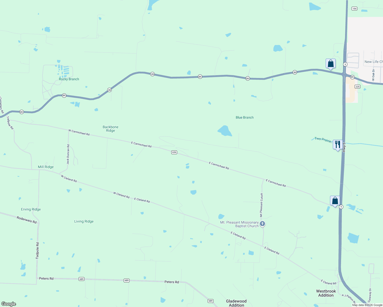 map of restaurants, bars, coffee shops, grocery stores, and more near 1402 East Carmichael Road in Cabot