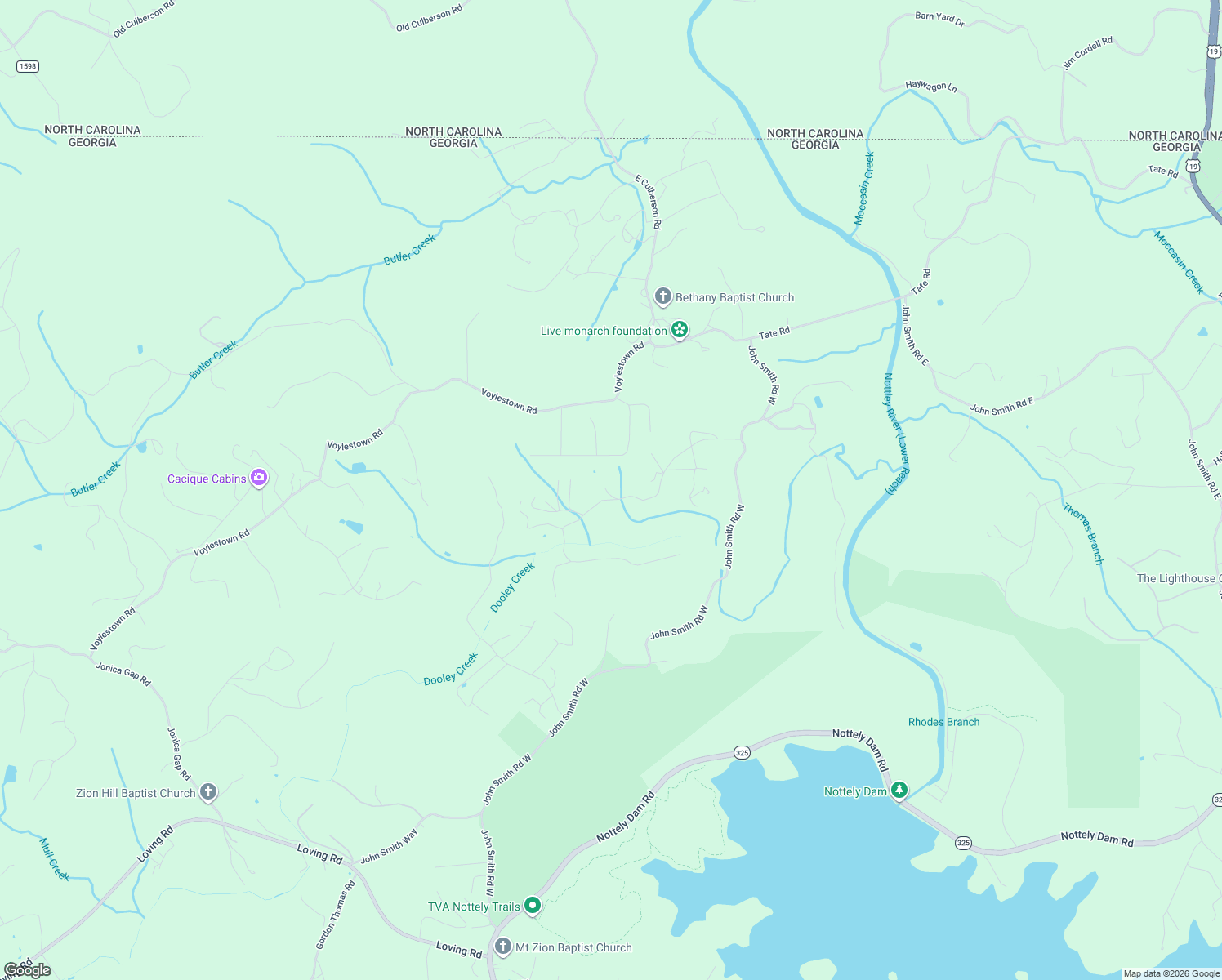 map of restaurants, bars, coffee shops, grocery stores, and more near 466 Beaver Run Road in Blairsville