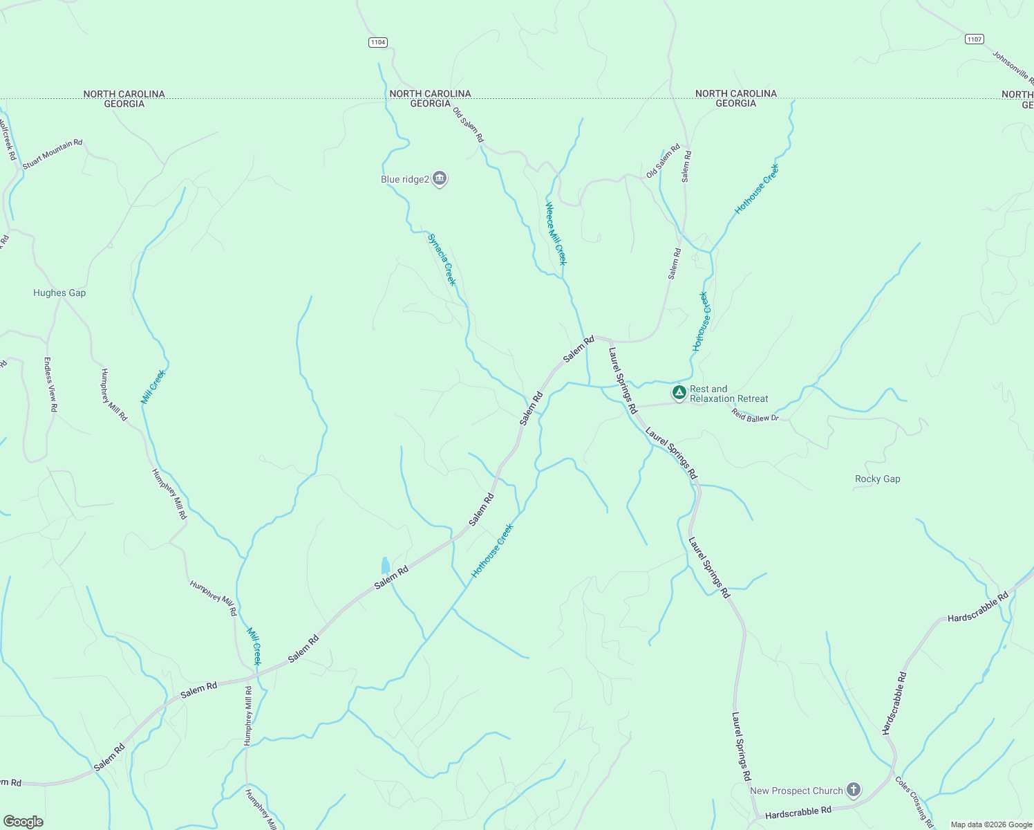 map of restaurants, bars, coffee shops, grocery stores, and more near 76 Twin Springs Road in Mineral Bluff