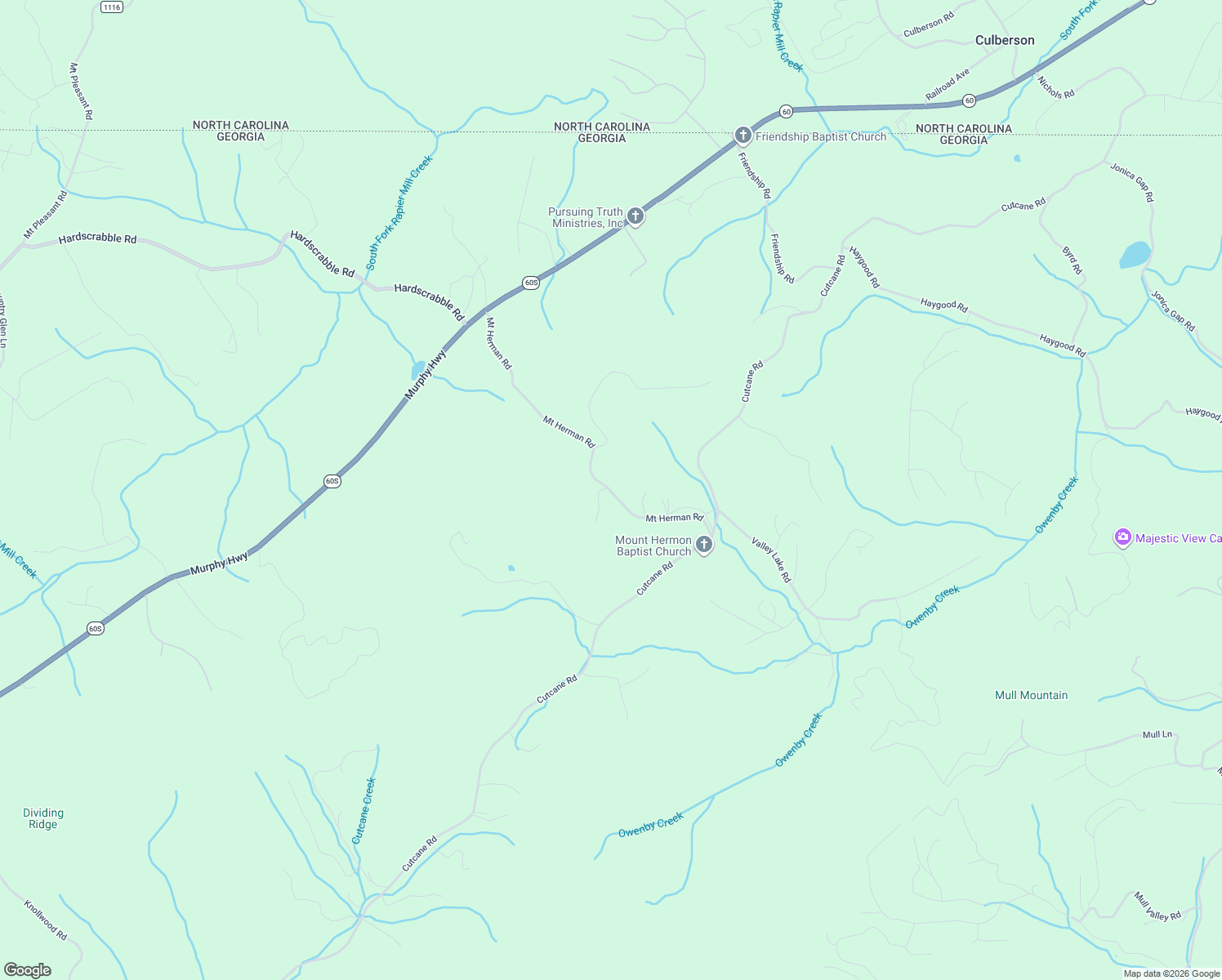 map of restaurants, bars, coffee shops, grocery stores, and more near 160 Moore's Road in Mineral Bluff